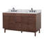 Aasto 61 po Meuble-lavabo double en teck café avec plateau en marbre blanc de Carrare-121163943