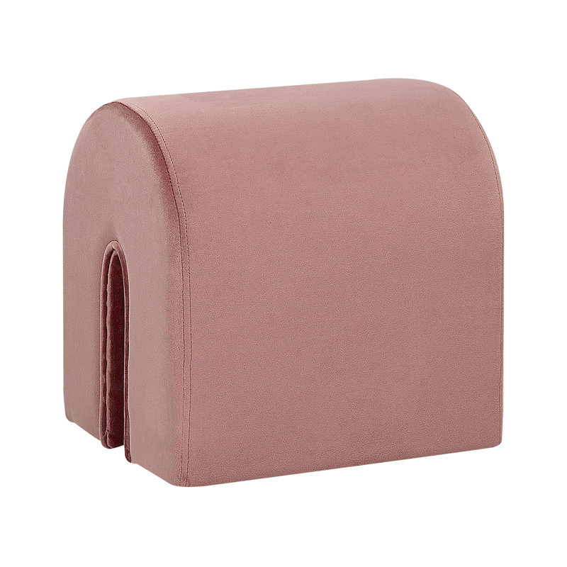 Alishma 35cm Wide Velvet Novelty Solid Colour Pouffe Ottoman, Pink