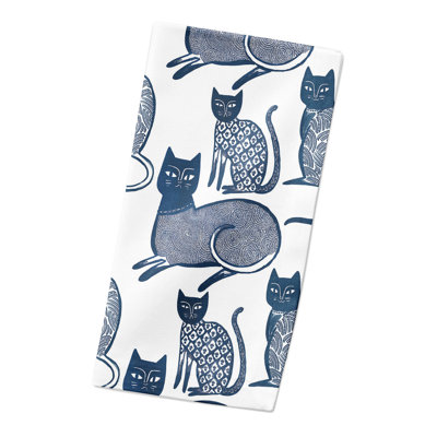 Cotton Blue Cats Square Napkin