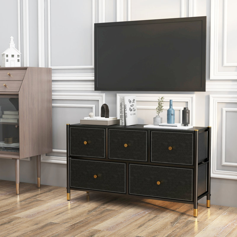 Commode double 5 tiroirs l 39,4 po, Noir