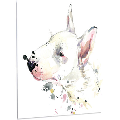 « bull terrier dog aquarelle », reproduction d’art sur métal