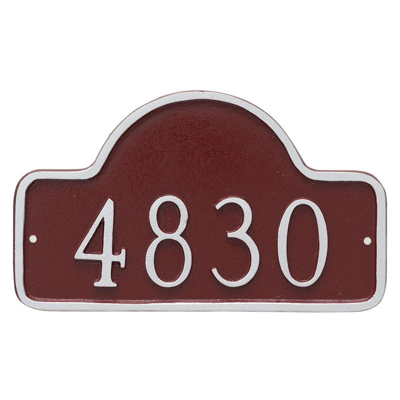 Plaque d’adresse murale sur 1 ligne lexington, Rouge brique / Or