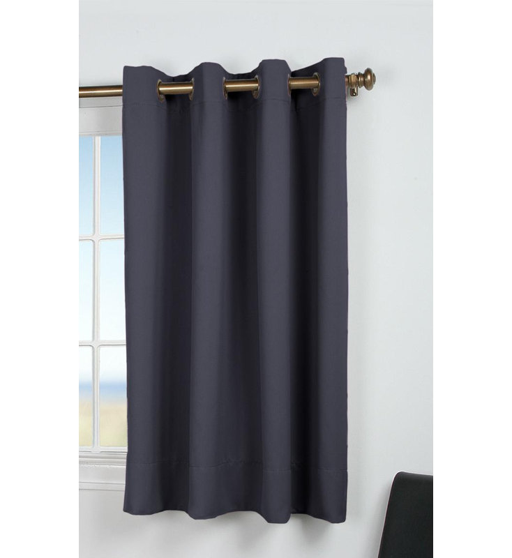 Ardelle Blackout Single Curtain Panel, 56" W x 54" L, Blue with Brushed Nickel Grommets