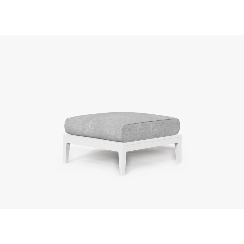 Charcoal Aluminum Outdoor Ottoman; Palisades Cream, Pacific Fog Gray, White