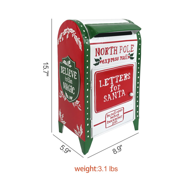 Metal Drop Box with Magnetic Closure, Green, 39.9cm H x 22.6cm W x 15cm D