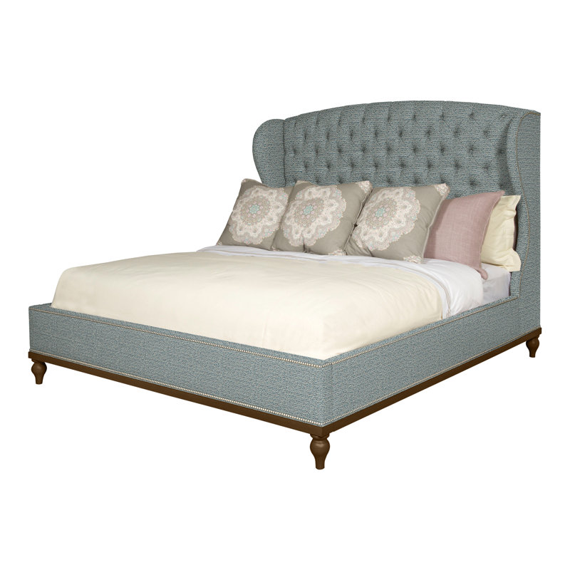 Emma Queen Upholstered Panel Bed, Navajo, Yes, Tuck Cobalt