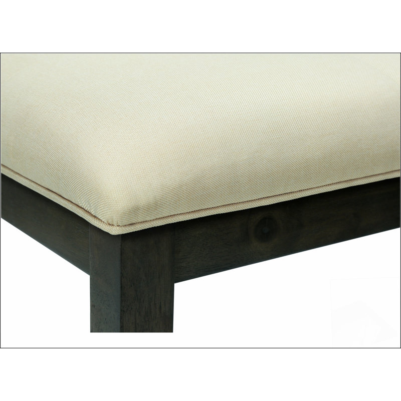 Banc, 44 po rectangulaire, salle à manger, vestibule, cuisine, couloir, rembourré, bois, tissu crème, bois massif, transitionnel