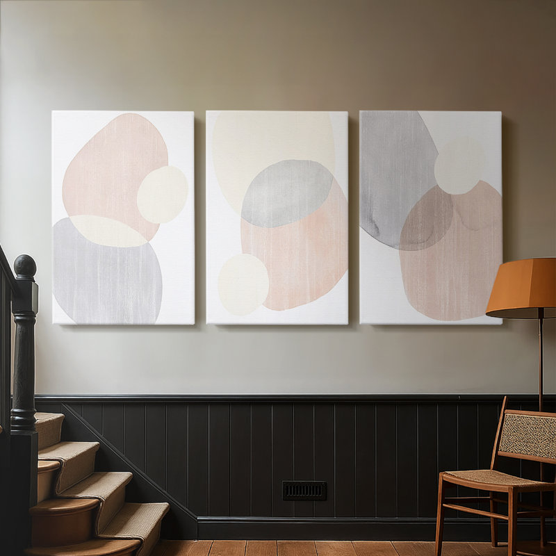 Pastel Shifting Spheres I - Toile tendue sur mesure avec châssis - 3 pièces, H 12 po x l 24 po