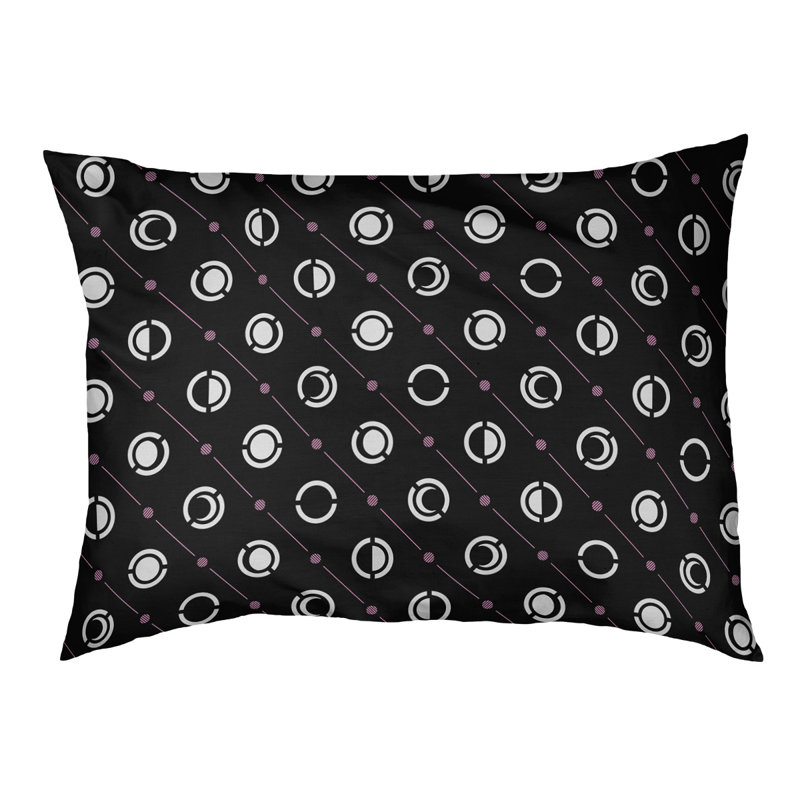 Coussin d’extérieur pour chien moon phases Chenault, Petit (l 28 po x P 6 po x H 18 po), Rose pâle et noir
