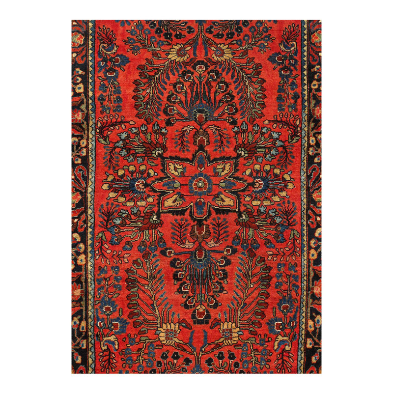 Tapis oriental brun / orange en laine / coton noué à la main 4 pi 11 po x 2 pi 6 po Mehme
