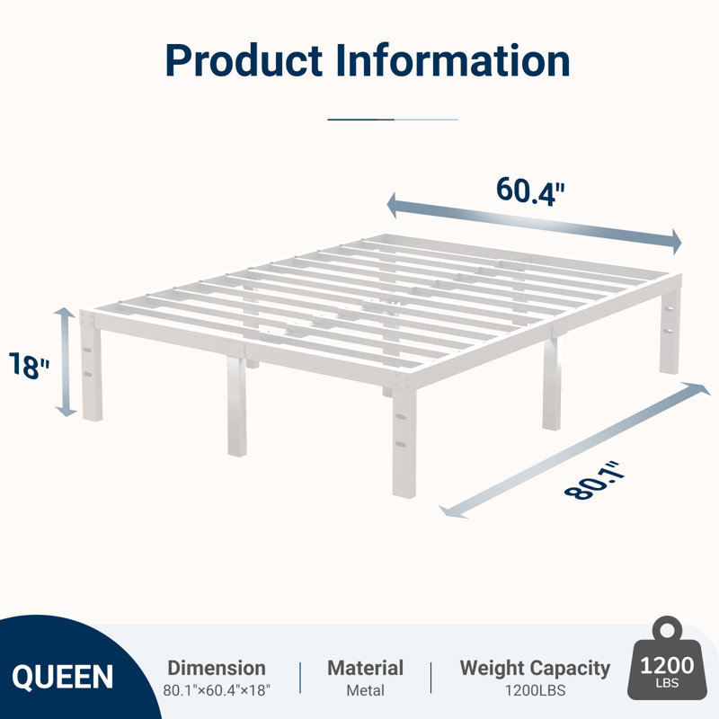 Base de lit plateforme en métal avec support de lattes en acier robuste, aucun sommier requis, Lit simple, Noir, 18"