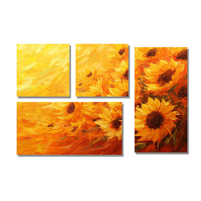 Tournesols campagnards à l'automne III - Art mural floral 4 pièces
