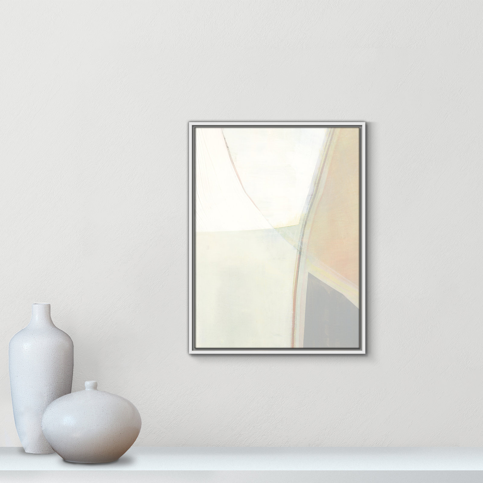 Alexandria "In Neutral II" Painting by Cartissi, White Framed Canvas, 25.5" H x 19.5" W x 2" D