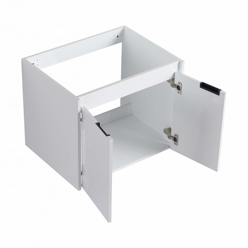 Meuble-lavabo 48 po avec lavabo en résine, portes à fermeture en douceur et armoire murale, fixation à flotteur