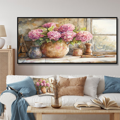 Dokken hortensias sur le comptoir de cuisine II - hydrangées, art mural