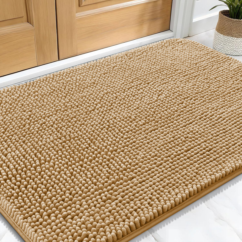 CHENILLE DOOR MAT (NON-SLIP), Beige, 40cm W x 60cm L