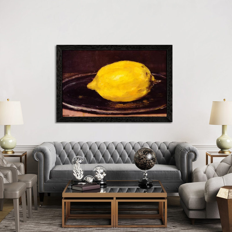 The Lemon by Edouard Manet - Painting on Canvas, 101.6 cm H x 66.04 cm W, Black Floater Framed