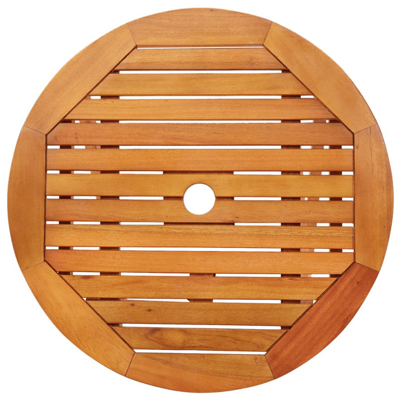 Eucalyptus Wood Foldable Outdoor Dining Table, 23.6" Round