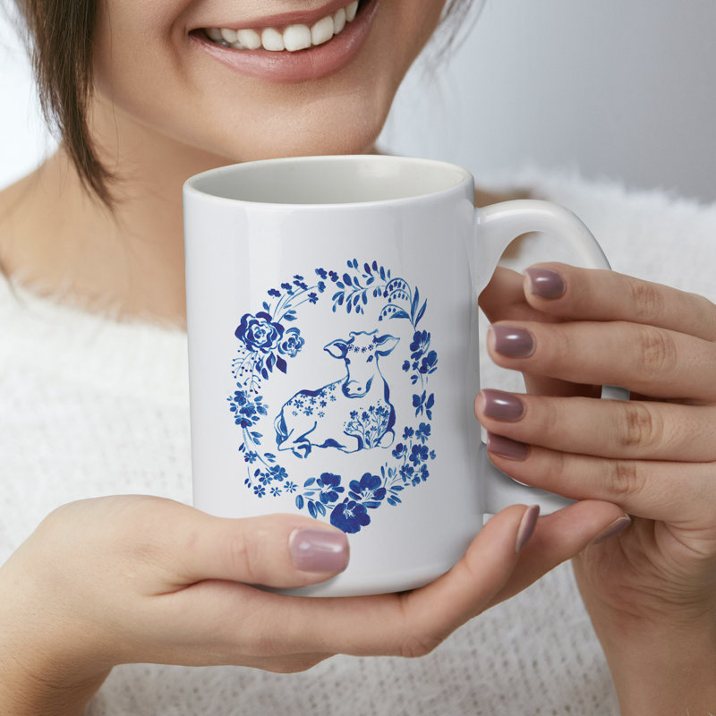 Blue Painted Farm 15 oz. Decorative Ceramic Mug
