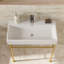 Lavabo de console de salle de bain 31,5 "avec trop-plein, console en céramique cuve blanche avec pieds dorés-117866875