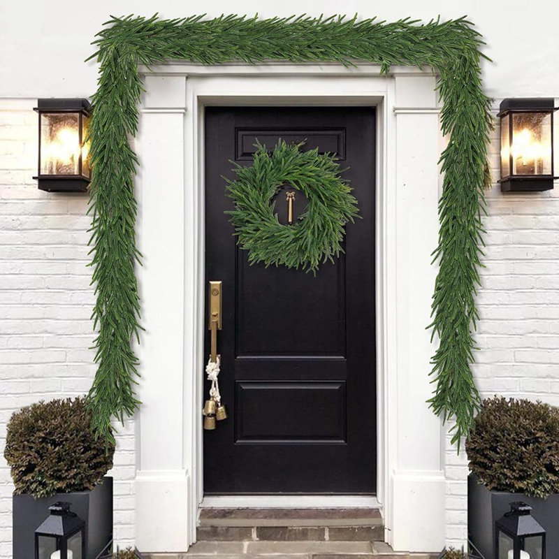 Guirlande en pin artificiel - vert - 6 pieds de verdure artificielle pour le manteau, les escaliers, la balustrade, le foyer, la table, la décoration intérieure et extérieure des Fêtes