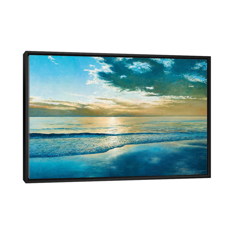 «Amelia Island Dawn», impression sur toile, H 18 po x l 26 po x P 1,5 po, Toile avec cadre noir, Pas de tapis