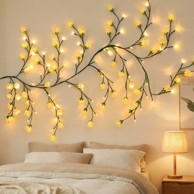 Led Lily Of The Valley Rattan Light Usb Tree Branch Rattan Lights 8 Modes Colorful String Lamp Valentine Christmas Wedding Bedroom Decoration, 90.55"/230Cm 144Led 20 Clips