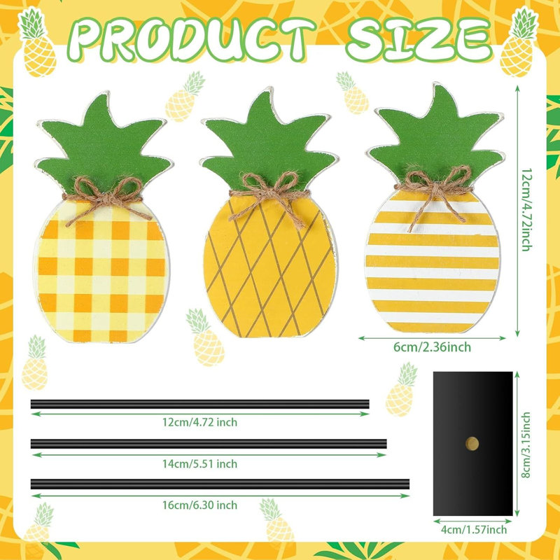Ensemble de 3 tables en bois Summer Pineapple