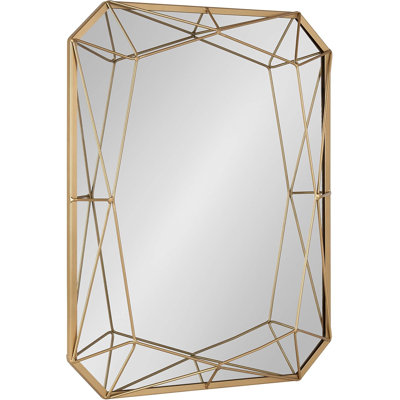 Modern Glam Geometric Shaped Metal Accent Wall Mirror, Gold