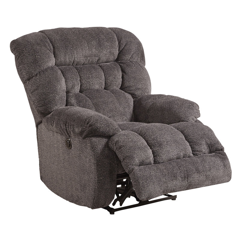 Ormskirk Upholstered Power Recliner, Gray Polyester Blend