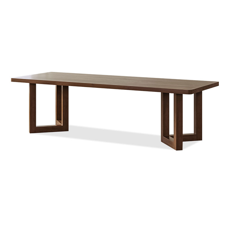 Nut-brown Rectangular Solid Wood desk, 29.53" H x 86.61" W x  31.5" D