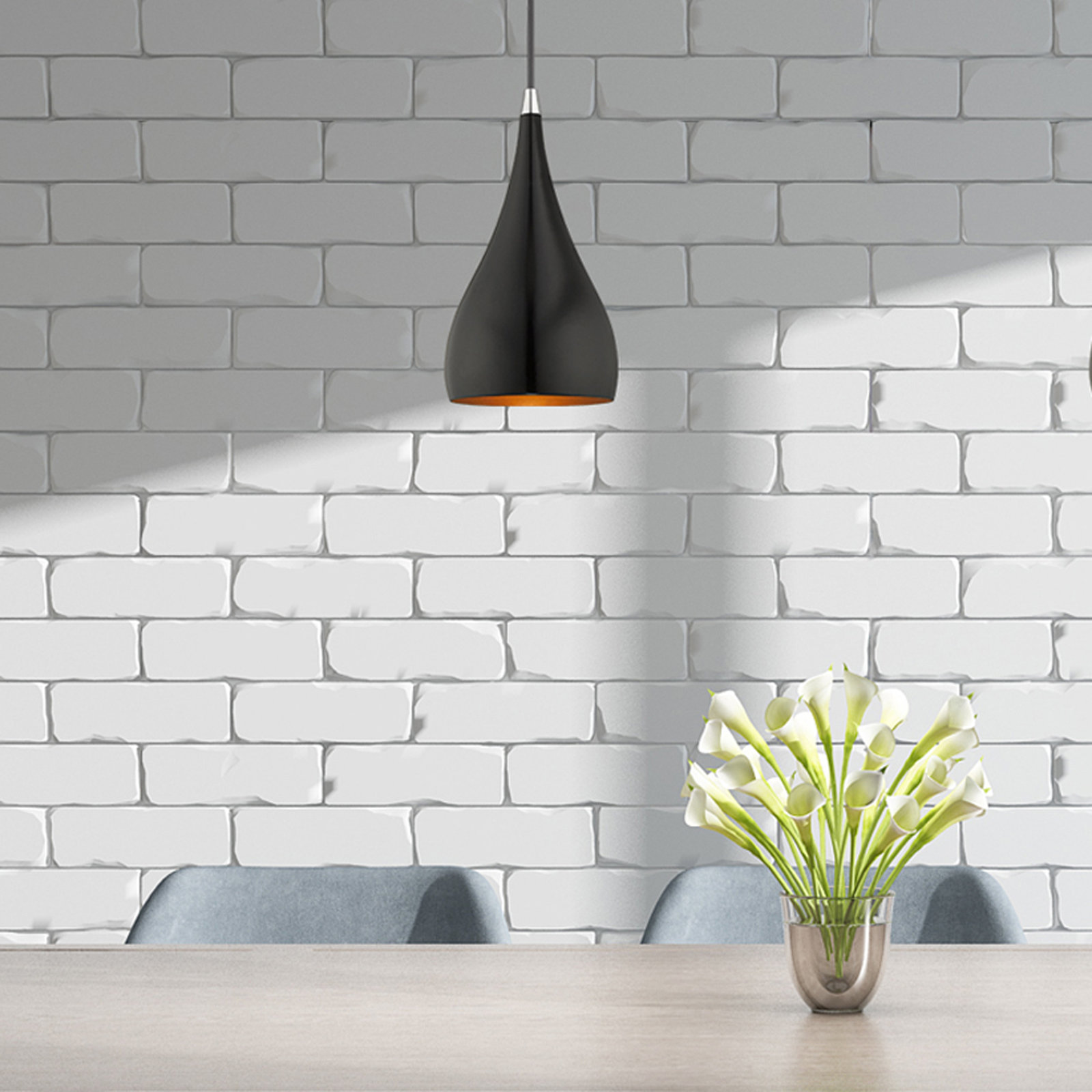Schultz Single Light Metal Dimmable Pendant, Shiny Black