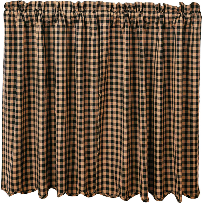 Addie Cotton Checkered Scalloped Cafe Curtain
