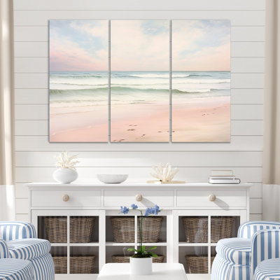 " Ocean Tranquility Tender Pink Pastel Sunrise I " 3 - Pieces