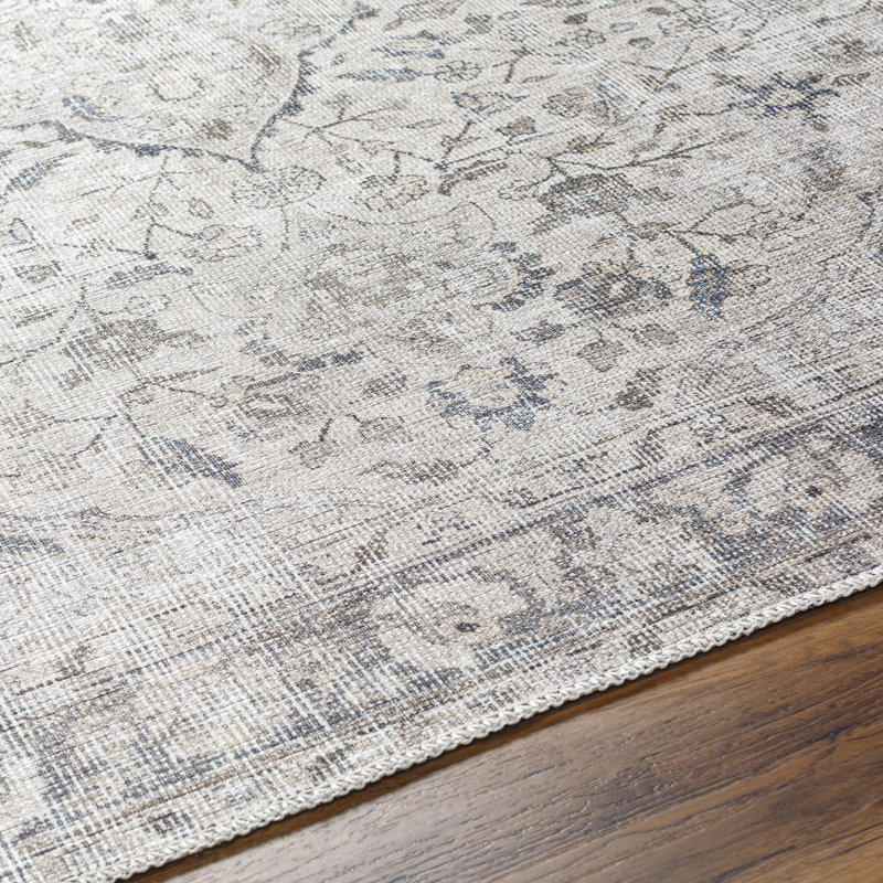 Brackston Light Grey Machine Washable Area Rug, Rectangle 2' x 2'11"
