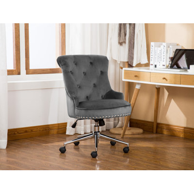 Gabriela Velvet Office Chair, Castors and Footers Both Included