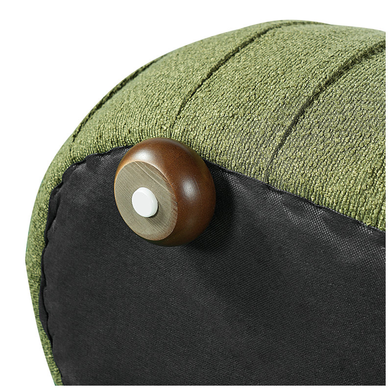 Repose-pieds ovale rembourré avec tissu bouclé, vert olive
