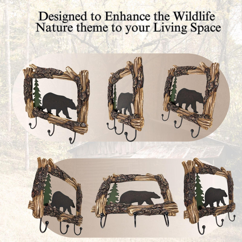 Millwood Pines Rustic Bear & Log Accent Coat Rack | Wayfair