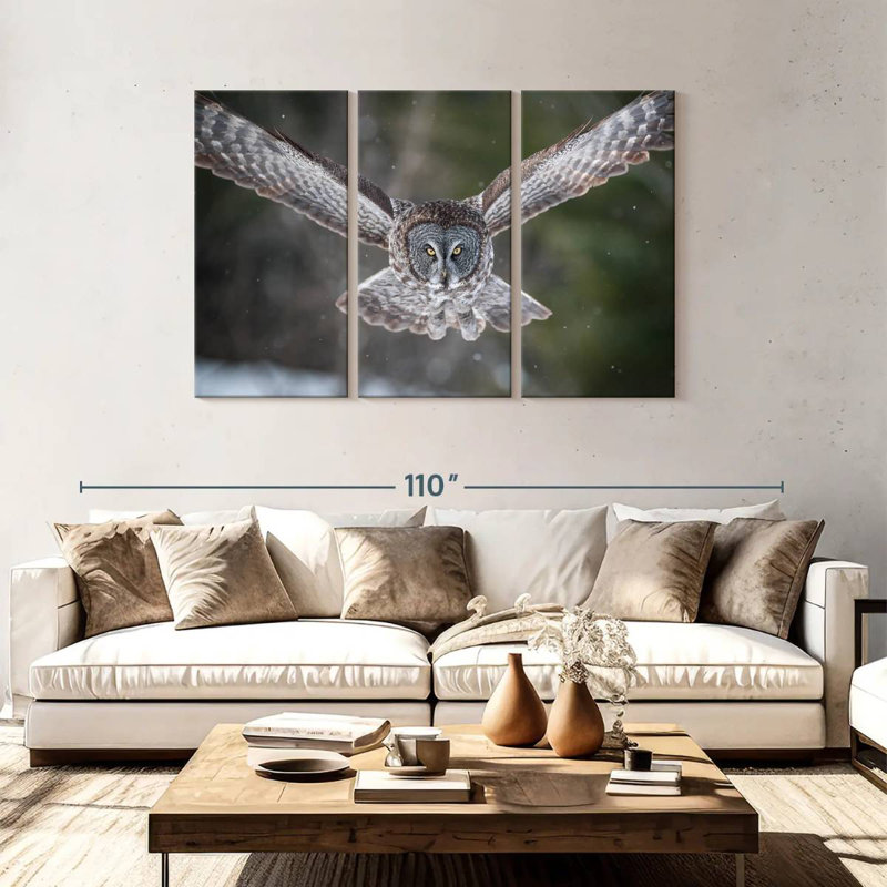 Flying Winter Owl, 48" H x 74" W