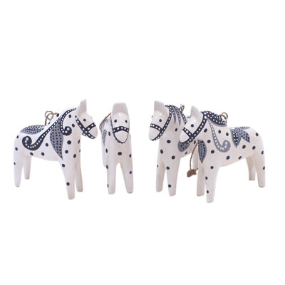 3.7'' Handmade Wood Animals Hanging Figurine Ornament