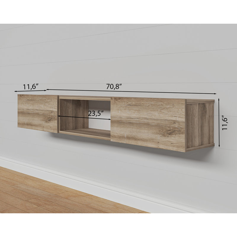 Sculley 71'' Floating TV Stand Up to 80" TV's Wall Mounted Media Console, Sacramento