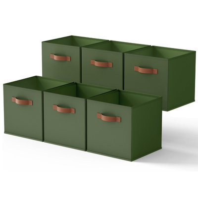 Bacs de rangement cubiques de 28 cm (11 po), ensemble de 6, organisateur cubique pour étagères et placards, vert olive