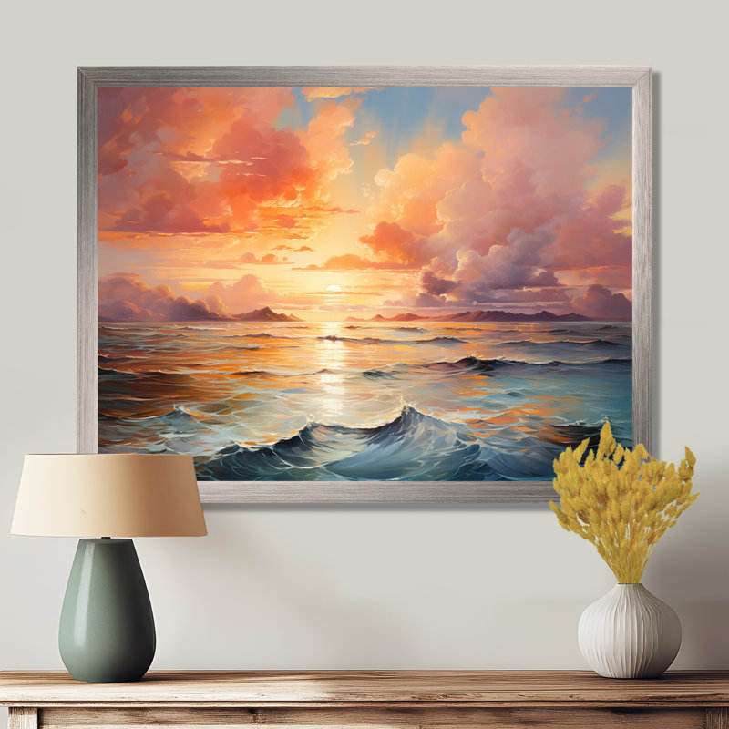 «Clouds Ethereal Horizon», art sur toile, H 30 po x l 40 po x P 1,5 po, Encadrement argenté