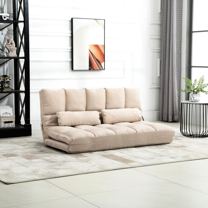 Chaise de lit pliante convertible, avec éléments réglables, 2 coussins, beige, produit peu encombrant et chaise pratique, meubles de canapé, pour de multiples activités