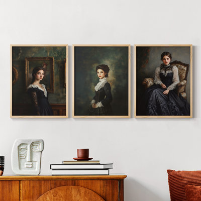 Feminine  Series  LXIII  -Set Of 3 Framed Giclee Prints -Ready to Hang