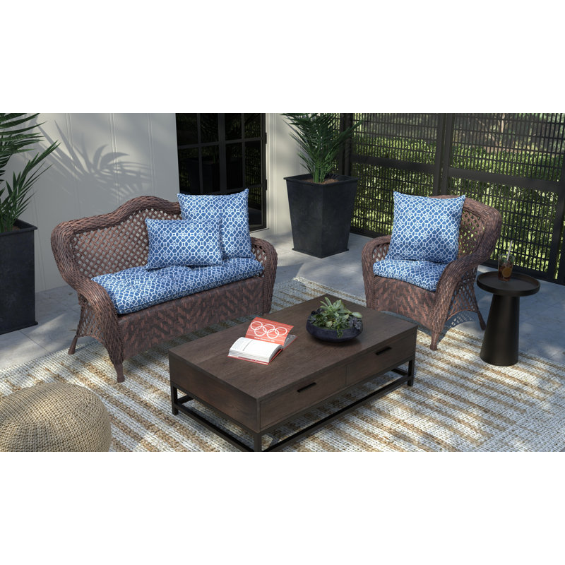 Ensemble de coussins 1 pièce Lillian Lillian, Treillis bleu