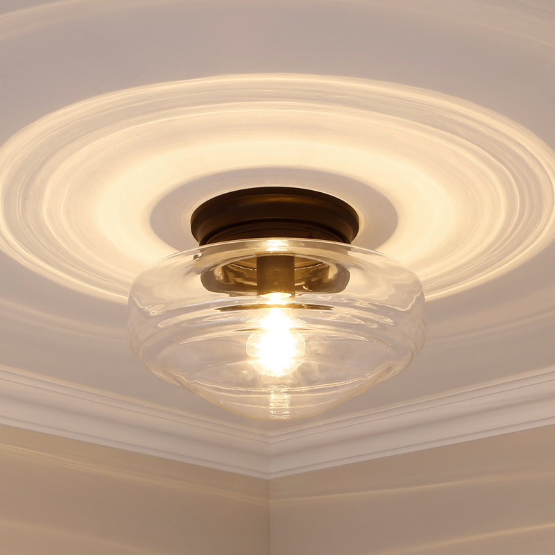 Melora Glass Semi Flush Mount, Clear Glass, Matte Black