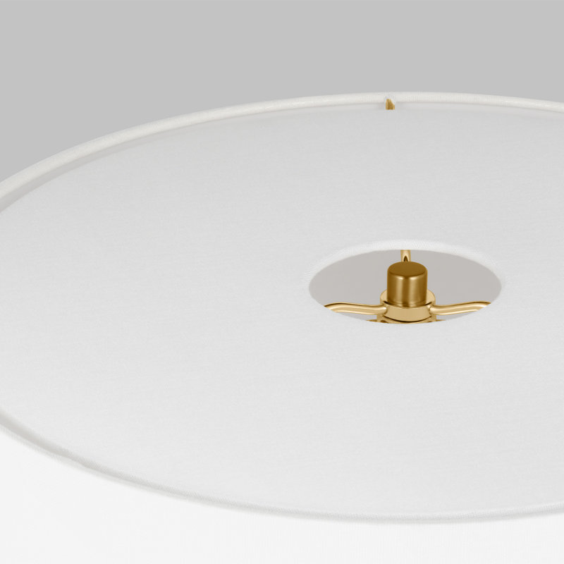 Burnished Brass Red Steel Table Lamp with White Linen Shade