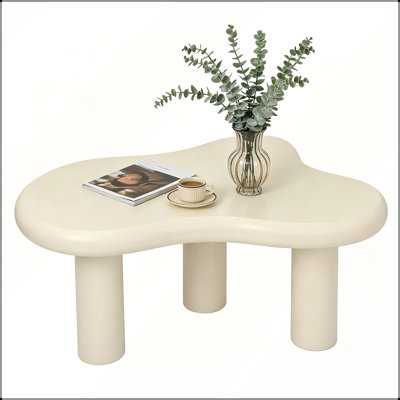 Table basse nuage, table d'appoint moderne en bois à 3 pieds, idéale pour les petits espaces et polyvalente : salon, balcon, terrasse, chambre.