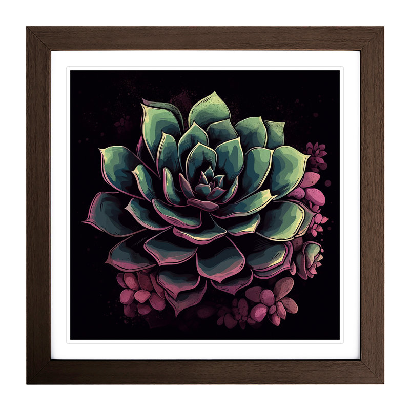 Succulent - Framed Print, Walnut